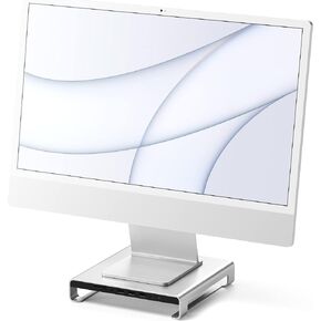 Satechi Type-C Aluminum Monitor Stand Hub with USB-C Data, USB 3.0, Micro/SD Card Slots & 3.5mm Headphone Jack - For Apple Studio Display, iMac M1, iMac, iMac Pro (Silver)