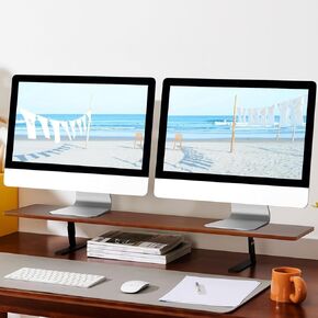 MYLOLF Desk Wood Adjustable Monitor Stand: Office Stylish Monitor Riser for Computer Screen Laptop TV PC - 16 Inches