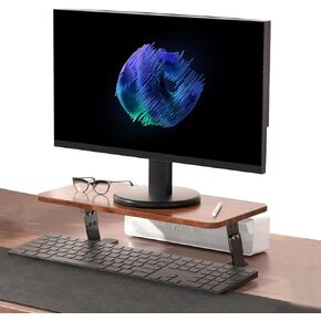 MYLOLF Desk Wood Adjustable Monitor Stand: Office Stylish Monitor Riser for Computer Screen Laptop TV PC - 16 Inches