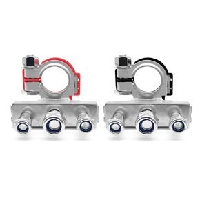 1 Pair 3 Way Battery Terminal Connectors, 12V Car Battery Post Terminals for Car, Van, Boat Postive and Negative