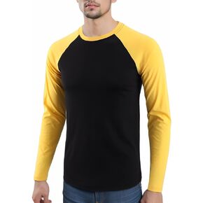 Men's Slim Fit Short/Long Raglan Sleeve Active Workout Running Hiking Baseball Tee Shirts