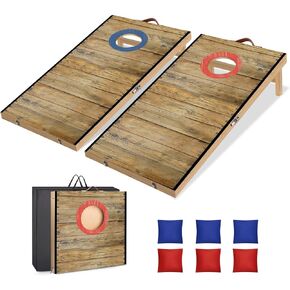 مجموعة ألواح كورنهول قابلة للطي بطول 2 قدم × 1 قدم من الخشب الصلب مع 6 أكياس فول وحقيبة حمل لعبة كورنهول محمولة في الداخل أو الخارج للأطفال والكبار في ألعاب الرمي في الفناء الخلفي in Kuwait