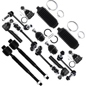 SCITOO 14pcs Front Tie Rod Ends w/Boots Sway Bar Links Lower Upper Ball Joints Fit 2003-2009 For Toyota 4Runner For Lexus GX470 Suspension Kit