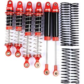 RCAWD Aluminum Shock Absorbers with Spare Springs Front Rear 6pcs for Losi 1/10 Baja Rey Hammer Rey U4 Upgrade Parts (Red)