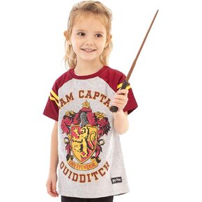 Harry Potter T-Shirt Quidditch Team Captain Girl's Raglan Kids Grey Top