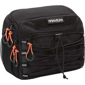 MOSISO Motorcycle Handlebar Bag, Motorcycle Bag for Front Fork with Rain Cover&Shoulder Strap, Motorbike Sissy Bar Tool Bag for Motorbike Cruiser Softail Dyna Sportsters Dirt Bike Bicycle ATV, Black