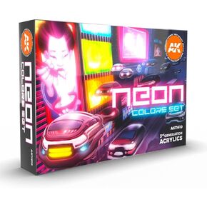 AK-Interactive: 3rd Gen Acrylics - Neon Colors Acrylic Paint Set (Box of 6 Paints)