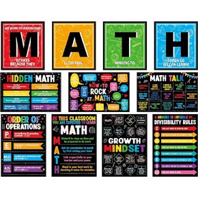 gisgfim 11 Pcs Math Posters Math Teacher Bulletin Board for Classroom Math Teacher Decorations for Elementary School Middle School High School Education Banner Mathematics Must Haves Math Signs