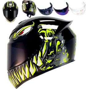 Full Face Motorcycle Helmet Racing Motocross Helmets with Pinlock Compatible Clear&Tinted Visors DOT Model Approved Street Bike Helmet