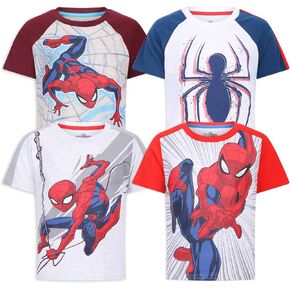 Marvel Spider-Man Boys 4 Pack Short Sleeve T-Shirt for Toddler and Big Kids