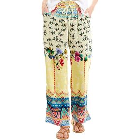 بنطلون نسائي من Johnny Was مصنوع من الحرير المخملي برباط مع طباعة متعددة الألوان in Kuwait