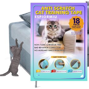 18pack Cat Scratch Furniture Protector - Double Sided Tape for Couch - Anti Cat Scratch Deterrent - Couch Protector from Cat Claws, Anti cat Scratch for Furniture