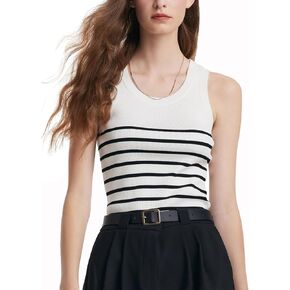 Women's Sleeveless Crew Neck Knit Sweater Tank Top Cotton Slim Fit Going Out Tops for Women