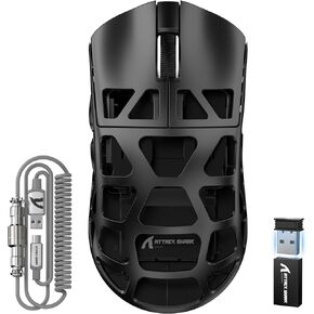 ماوس الألعاب اللاسلكي FELICON x Attack Shark R3، PAW3395 بمعدل إرجاع يصل إلى 26 كيلو نقطة في البوصة 8 كيلو هرتز، تصميم مجوف خفيف الوزن من سبائك المغنيسيوم 46 جيجا، ثلاثي الوضع 5 أزرار قابلة للبرمجة، ماوس ألعاب الكمبيوتر - أسود