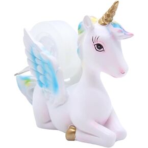 Colorful Unicorn Laying Down Tape Dispenser, Unique Desk Accessory, Whimsical Office Supplies, 5.25 Inches