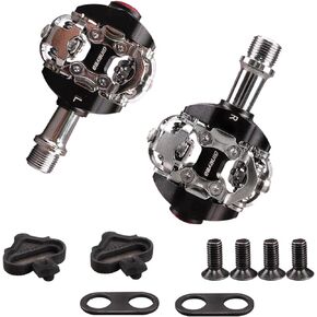 Mountain Bike Clipless Pedals Compatible with Shimano SPD CNC Cr-Mo Die-Cast Aluminum Seal Bearing Pedals with Cleats - Easy Clip in & Out