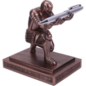 Knight Pen Holder Desk Organizers and Accessories Desk Decor Resin Pen Holder as Gift with a Cool Pen for Office and Home (Blue)