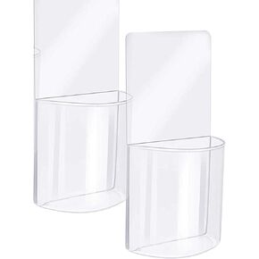 Multi-Purpose Storage Box Wall Mount Self-Adhesive Organizer Box Holder for TV Rmotes,Pen,Keys,Mobiles Phones Eyeglasses Comb etc (Small, Clear)