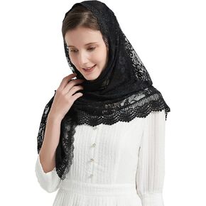 Chapel Veil Scarf Catholic Church Veils Lace Tassel Wrap Shawl Mass Head Covering M10
