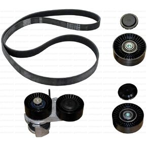 Drive Belt Kit with Tensioner Assembly + 2 Idler Pulleys for BMW 135i 335i (07-10)