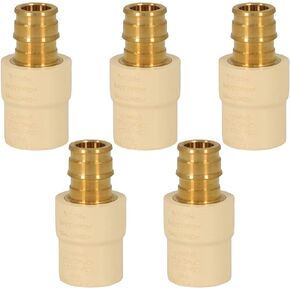 Midline Valve CSDQFG012-OM-5 1/2'' Expansion PEX x CPVC Adapter Pipe Fitting; No Lead Brass (Pack Of 5)