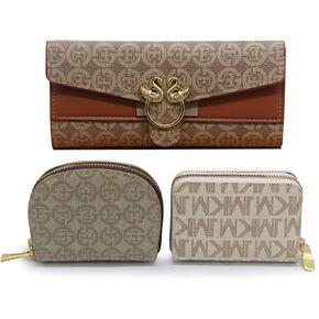 Womens Wallet,Popular Purse Set for Women's Casual Includes A Triple Fold Women's Purse and Two Small Women's Wallets with Multiple Slots (blue)