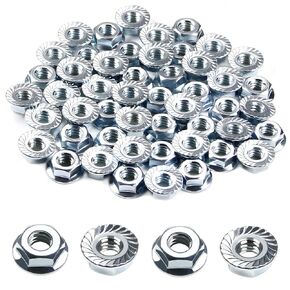 50 Pack 5/16-18 Serrated Flange Hex Nuts, 5/16"-18 Hexagon Flange Nuts, 304 Stainless Steel, UNC Nuts Fasteners, Locknuts Replacement SAE Nut for Lawn Mower Deck Assembly Rebuild