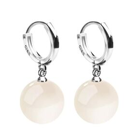 Handmade Jade Earrings Basic Gemstone Round 12MM Bead Ball Drop Dangle Earrings Rose Quartz Stone Earrings Natural Agate Bead Jade Drop Earrings for Women (Red)