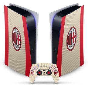 Head Case Designs Officially Licensed AC Milan Home 2021/22 Crest Kit Vinyl Faceplate Sticker Gaming Skin Decal Compatible with Sony Playstation 5 PS5 Digital Edition Console and DualSense Controller