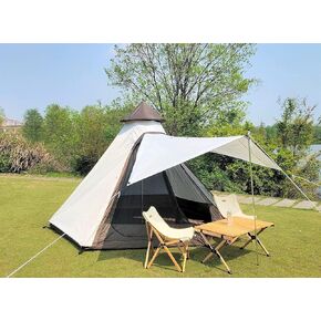 12'x 10' x8'Large Space Tower Bell Tipi Tent for Family 3-4 Person Camping Tents Double Layers Lightweight Waterproof Teepee Pyramid Tent