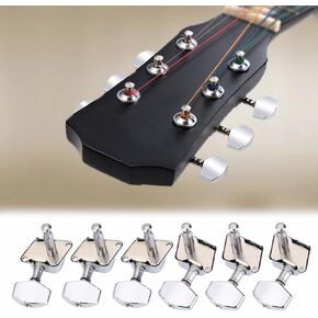 Guitar Machine Heads Kit, 6 Pcs Tuning Pegs 6 Pcs Threaded Bushings 12 Screws for Electric Acoustic Guitar