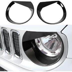 Front Headlight Bezels Trim Cover for Jeep Renegade 2015 2016 2017 2018 (Black)