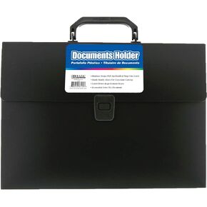 BAZIC Plastic File Folder Case w/Handle, Letter Size File Folders Wallet, Black Color, Portable Paper Documents Organizer, Office Supplies, 1-Pack