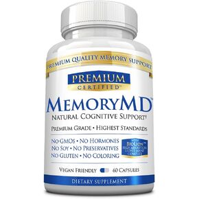 MemoryMD - 60 كبسولة - مزيج فيتامين ب، فطر عرف الأسد، باكوبا مونيري - تعزيز الذاكرة والتركيز والتعلم - جميع المكملات الطبيعية، صنع في الولايات المتحدة الأمريكية، نباتي، غير معدّل وراثيًا in Kuwait