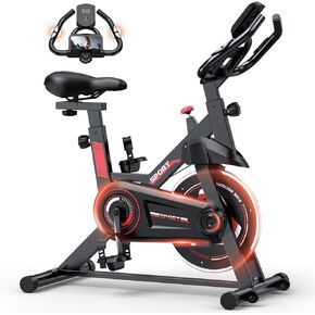 Exercise Bike, Stationary Bike for Home Cardio Gym, Indoor Cycling Bike with Silent Belt Drive, Heart Rate Handle and Digital Monitor, Workout Bike with Comfortable Seat Cushion Indoor for Home Cardio Workout