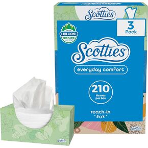 Scotties Everyday Comfort 2 ply Facial Tissue, 3 Tissue Boxes, 210 Tissues per box
