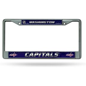 Rico Industries NHL Washington Capitals Standard Chrome License Plate Frame Team Color, 6 x 12.25-"