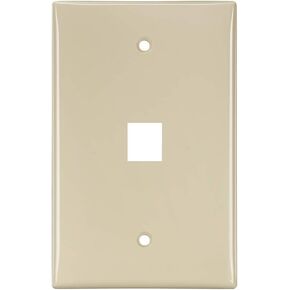 Leviton 41091-1IN QuickPort Midsize Wallplate, Single Gang, 1-Port, Ivory