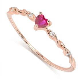 Gold Plated Birthstone Rings for Women Heart Gold Stacking Ring 925 Sterling Silver Handmade Friendship Rings January Birthstone, Gold, Size 5