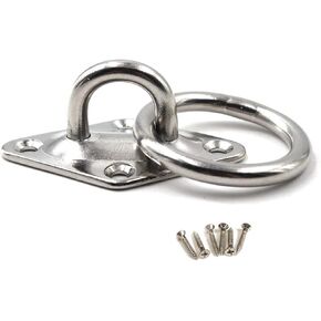 M10 Pad Eye Plate 304 Stainless Steel Ceiling Hook Heavy Duty Wall Mount Hook with Screws (1 Piece)