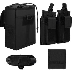 حقيبة تفريغ مولي 3 في 1 للحزام مع حقيبة ماج تكتيكية، وحقيبة خصر للمجلات، كبيرة باللون الأسود in Kuwait
