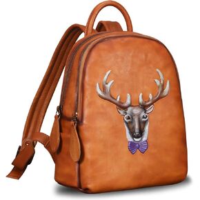 حقيبة ظهر للنساء من الجلد الطبيعي حقيبة كتب عصرية مصنوعة يدويًا (قهوة) in Kuwait