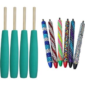4PCS Bling tool for Rhinestone Bling Pen Wand with Dowel Pen Holder, epoxy and vinyl Rhinestone Pen Art Craft Tools for InkJoy Pens Gel Pens