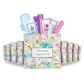 Menstrual Kit All-in-One | Convenience on The Go | Single Period Kit Pack for Travelling, Tweens & Teenagers | Individually Wrapped Feminine Hygiene Products (Butterflies) (60 Pack)