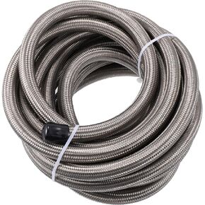 X AUTOHAUX 20ft 8AN Fuel Hose AN8 Universal Car Braided Stainless Steel CPE Oil Fuel Gas Line Hose Silver Tone