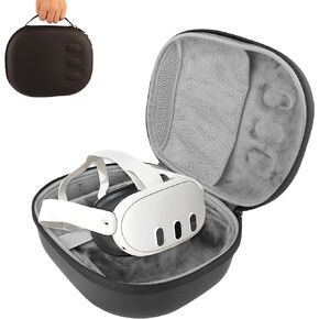 حقيبة حمل WEILE متوافقة مع سماعة الرأس Meta Quest 3 VR وأجهزة التحكم في الألعاب وملحقاتها، وغطاء تخزين واقٍ مضاد للخدش ومضاد للخدش (أسود) in Kuwait