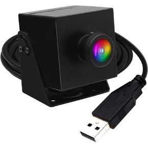 ELP 48MP USB Fisheye Camera Wide Angle Webcam for Computer Mini Lightburn Camera for Laser Engraver UVC USB2.0 PC Camera 6000P USB Security Camera for Raspberry pi (1.56mm fisheye Lens(200°))