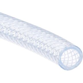 2 Pack PVC Tubing - Flexible Braided Hose Tube Apply to Air Lines Oil Water(3/8" ID x 9/16" OD, 6.6 Ft Length, Clear)