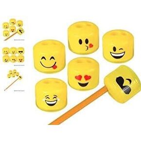 RIN (24) 1.5" Emoji Pencil and Crayon Sharpeners ~ Cute, Fun and Popular ~