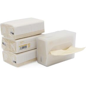 DrDirt Bamboo Tissues 3-Ply - 110 Count, Bamboo Facial Tissue Cube Bag 4 Pack with Wall-Mounted Dispenser - Eco-Friendly, Perfect for Bathroom & Kitchen